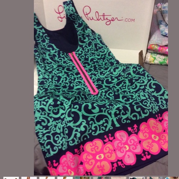 Lilly Pulitzer Delia Navy Fountain Hopping Shift - Picture 4 of 10